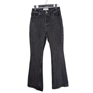 Abercrombie & Fitch Flare Jeans Black High Rise Distressed Hem Curve Size 27/4s